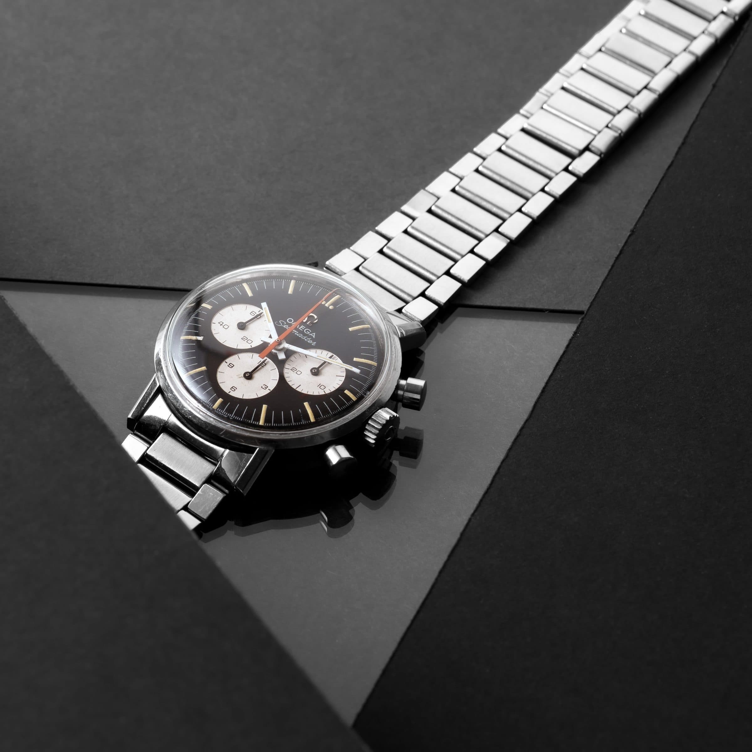 Omega chronograph with a reverse panda dial